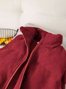 SHEIN Babygirl Autumn/Winter Cute Versatile Plush Corduroy Sleeveless Jacket - Red - View 4