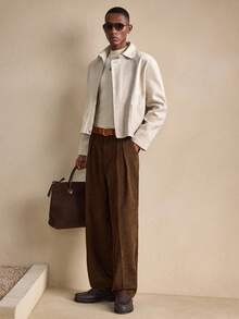 AKNOTIC Business Casual 男士休闲通勤长袖拉链外套，带口袋，秋冬款 - 杏色 - 查看 3