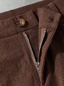 ROMWE MEN Casual Men's Corduroy Patchwork Ditsy Floral Pants, Fall/Winter