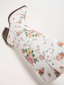 Solezae Giày bốt cao cổ nữ kiểu miền Tây, mũi nhọn, gót chunky, họa tiết hoa, dành cho nữ. - Nhiều màu - Xem 8