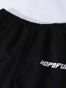 2pcs/Set Teenage Girls' Sporty Casual Outfit, Colorblock Crew Neck Long Sleeve Letter Print Sweatshirt And Wide Leg Pants