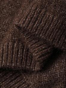 DAZY 女式宽松V领毛衣和裤子两件套，秋冬 - 棕色 - 查看 7