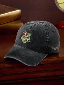 HARRY POTTER X SHEIN Fashionable Black Grey & Golden Snitch Embroidered Baseball Cap, Stylish, Non-Soft, Suitable For Everyday Wear, Sun Protection - Black - View 7