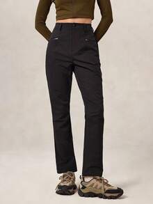 OutZeal 女式无 PFC 防水弹力拉链口袋修身户外裤，适合秋冬徒步露营 - 黑色 - 查看 10