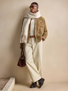 AKNOTIC Palton bărbătesc la modă, cu mânecă lungă, pentru navetiști, toamnă/iarnă, pentru Crăciun - Galben - Vizualizare 3