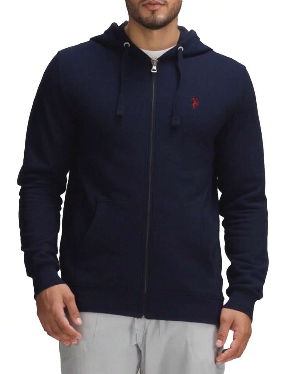 US Polo Assn Classic Men's Zip Up Hoodie Navy Blue - 藏蓝色 - 查看 1