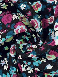 Elaquor Plus Size Women's Ditsy Floral V-Neck Lantern Sleeve Fashion Dress Flower - Navy Blue - View 7