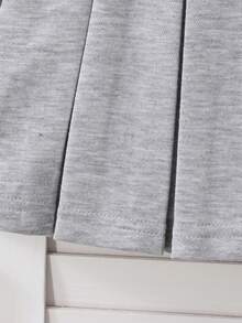 Sparklyn 2 件套女童休闲学院风二合一衬衫领英式印花长袖运动衫和裙子套装，适合秋冬季，上学或旅行时穿 - 灰色 - 查看 7