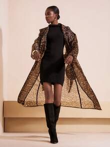 Zivah 2025 Chaqueta cortavientos larga con cinturón y estampado de leopardo en malla, adecuada para festivales de música, Pascua, Día de San Patricio, estilo occidental, estilo nómada, cumpleaños, graduaciones, estilo universitario, uso diario, casual, vacaciones, cruceros, playa, tomar el sol, moda, ropa de calle, invitada de boda, ir a trabajar, brunch, aeropuerto, fiestas y salidas festivas, elegante y sexy, abrigo de invierno para mujer