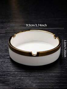 1pc Ceramic Gilded Luxury Ashtray, Home Decor (Slight Variation In Craftsmanship Between Batches, But Does Not Affect Usage), Back To School Supplies - White - View 10