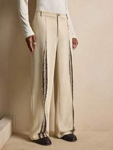 AKNOTIC Men's Casual Corduroy Patchwork Color Block Long Pants, Autumn/Winter