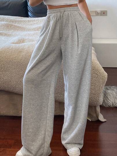 DAZY Teen Girls' Solid Color Drawstring Waist Wide Leg Loose Casual Pants