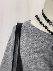 EgrlEra Jeanoir 单肩纯色针织毛衣连衣裙 - 灰色 - 查看 3