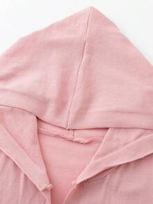 Manfinity Homme Men's Casual Solid Color Hooded Long Sleeve Cardigan, Autumn - Pink - View 3
