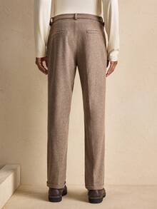 AKNOTIC Men Loose Fit Waist Buckle Design Pocket Casual Pants, Fall/Winter