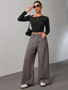 Straight-Leg Jeans With Pockets And Zipper, Versatile Fashion For Women - Grey 5 - View 6