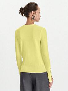Lumivelle Women's All-Match Round Neck Casual Versatile Long Sleeve Knit Sweater - Yellow - View 2