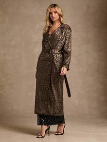 Glamine Áo khoác trench coat họa tiết da báo dành cho nữ, mùa thu - Nhiều màu - Xem 1