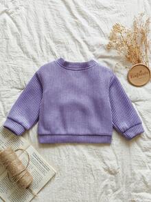 SHEIN Vintaside Kids Áo khoác cardigan dệt kim 3D nhiều màu thoải mái cho bé gái, đa năng cho mùa xuân, thu, đông, thích hợp mặc hàng ngày, trong nhà, ngoài trời và du lịch, đi học - Màu tím - Xem 2