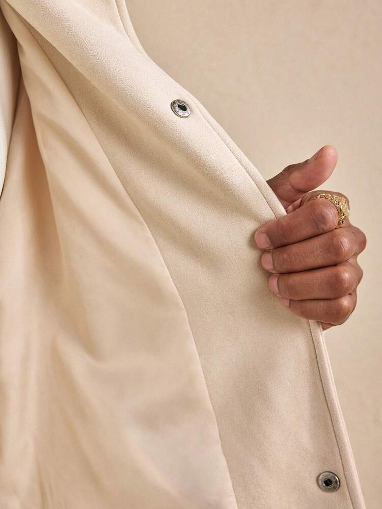 Men's Casual Rhinestone Button Front Long Sleeve Jacket, Autumn, For Fall Winter