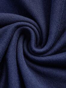 EMERY ROSE Casual Plus Size Solid Color Minimalist Long Sleeve Turtleneck T-Shirt, Everyday Wear Fall - Navy Blue - View 5