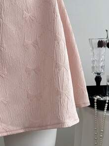 Elamini Váy ren jacquard màu trơn thanh lịch hở lưng cho nữ - Hồng - Xem 5