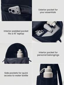 GLOWMODE Multi-Compartment Backpack Commuting Travel Exercise 21L - Navy Blue - View 4