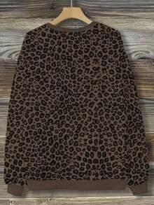 EMERY ROSE 女士时尚豹纹落肩圆领运动衫 - 彩色 - 查看 2