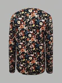 EMERY ROSE Women's Round Neck Long Sleeve Printed Element Design T-Shirt - Multicolor - View 2