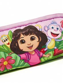 DORA | SHEIN 1 Túi đựng bút chì in hình nhân vật hoạt hình dễ thương có quai xách, Túi đựng đồ dùng văn phòng phẩm, Túi đựng mỹ phẩm, Túi đựng đồ kỹ thuật số, Túi đựng đồ nhỏ, Thích hợp cho việc học tập, làm việc, du lịch, sử dụng hàng ngày, Thích hợp cho học sinh, nam và nữ, Dora - Hồng - Xem 3
