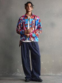 AXEPEAK Men Casual Long-Sleeved Shirts With Fashionable Prints For Everyday Casual Wear, Fall - Multicolor - View 3