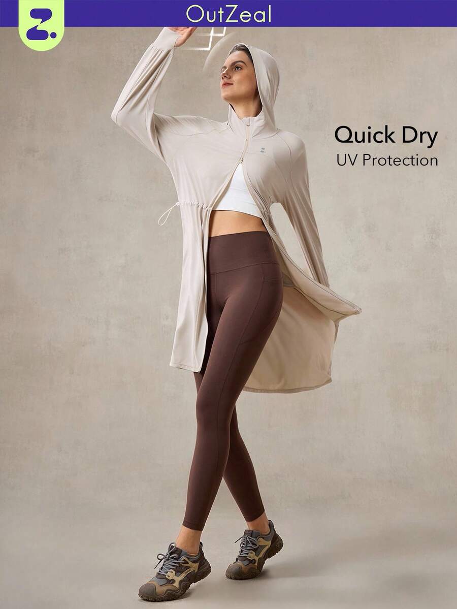 OutZeal SunProof UPF50+ 速干防晒夹克 女款 带侧口袋 日常休闲 - 卡其色 - 查看 1