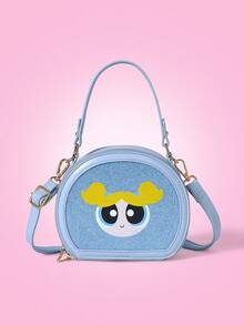 THE POWERPUFF GIRLS X SHEIN Printed Round Bag For Girls - Blue - View 1