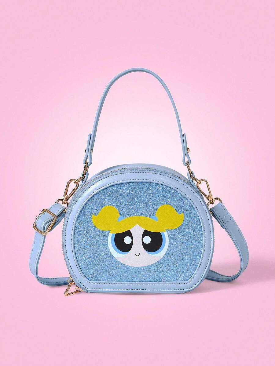 THE POWERPUFF GIRLS X SHEIN Printed Round Bag For Girls - Blue - View 1