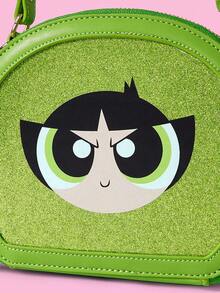 THE POWERPUFF GIRLS X SHEIN Printed Round Bag For Girls - Green - View 3