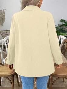 EMERY ROSE Blazer long croisé à revers et grandes poches pour femmes grandes tailles, automne/hiver - Nude - Voir 2