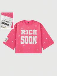 Street Life T-shirt brodé de strass pour hommes, manches 3/4, automne