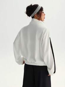 Dewbera 女式秋冬运动夹克，全拉链，立领，撞色条纹，口袋，长袖，宽松版型，适合日常休闲穿着，跑步，瑜伽，健身 2 件短套装女式网球裙长袖女式运动裙套装女式网球裙套装褶皱网球裙女式网球夹克女式网球裙套装 2 件网球服