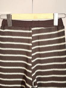 青少年女孩条纹 Polo 领落肩长袖 T 恤和阔腿裤休闲宽松套装 - 彩色 - 查看 6