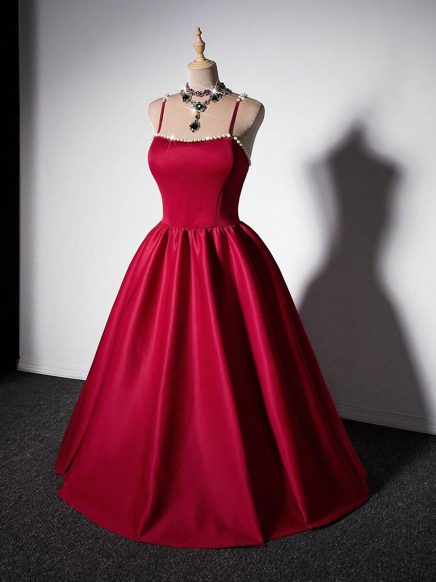 Viva Relle Đầm thời trang thanh lịch cao cấp dáng ôm dáng dây mảnh cỡ lớn - Màu Đỏ Sâu - Xem 1