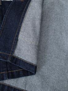 SHEIN Teen Girl Fall & Winter Solid Washed Denim Jacket /Christmas /New Years/ Holiday Party Girl Coat/Y2k Washed With Pockets/Street Style/Belt/Classy/Daily Wear/Casual