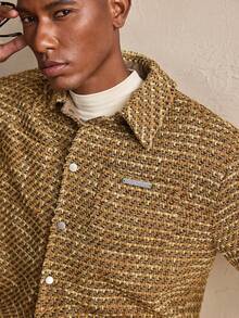 AKNOTIC Palton bărbătesc la modă, cu mânecă lungă, pentru navetiști, toamnă/iarnă, pentru Crăciun - Galben - Vizualizare 2