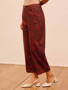 lacRébo 复古花卉灯芯绒高腰裤 - 彩色 - 查看 3