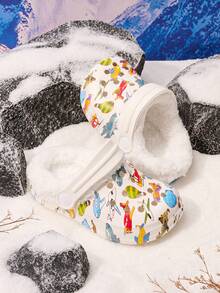 JNSQ 1 Pair Pink Girls Winter Fashion Casual Infant Clogs Thermal Lined Warm Indoor Slippers