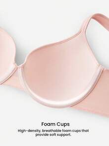 LUVLETTE Plus Dream Curve Support +Smooth Full Coverage Support Wide Strap Push Up T-Shirt Basic Bra - Pink - View 7