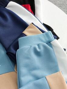 SHEIN Genkimix Kids 6 件套年轻男孩休闲运动学院街头时尚可爱大号字母三色运动衫 + 裤子，适合日常穿着、上学、外出、运动、春秋季 - 彩色 - 查看 5