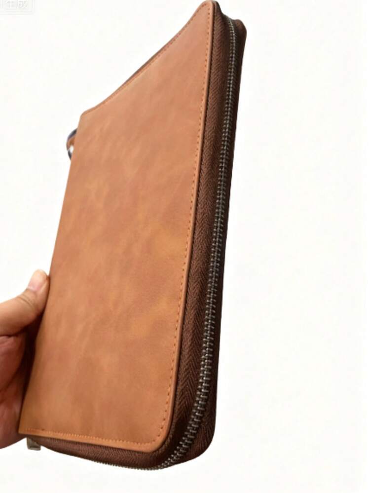 SHEIN Caderno com Zíper Comercial Bloco de Anotações Solto A5, Suprimentos Escolares, Bloco de Notas de Escritório, Livro de Registro de Reuniões Multifuncional de Couro Sintético com Slots para Cartões e Suporte para Telefone - Folha solta A5 - Visão 23