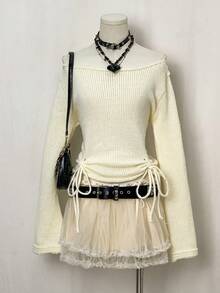 EgrlEra Jeanoir Sexy Damen Top mit einem Träger und Schleife