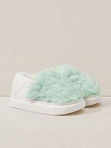Cuccoo Chinelos Domésticos Simples de Moda Feminina Hui Zi, Estilo Coreano com Sola Grossa, Leves, Antiderrapantes e Quentes para Uso Interno, Inverno - Azul bebê - Visão 5