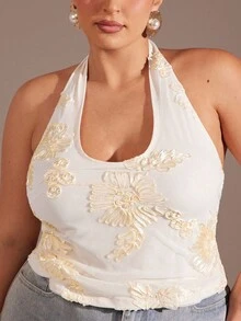 SHEIN BAE 大码女士夏季露背碎花上衣/夏季上衣/音乐节/海滩度假上衣、黑色上衣、美国独立日服装、美国独立日服装、女士夏季服装、女士毕业典礼、大码女装、女士度假服装、女士海滩服装、女士图案T恤、Y2k、露肩上衣、女士西部服饰、女士性感夜店服装、女士办公室服装 - 黃色 - 查看 5